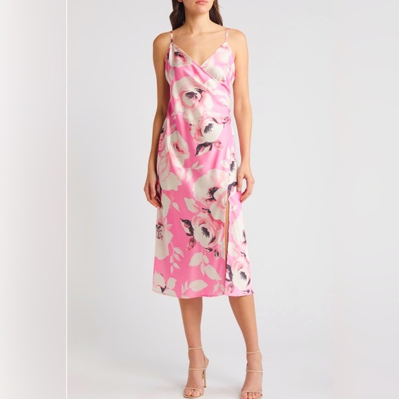 Lulus-Floral Pink Slipdress- size XS-Garden Sweatheart style-NWT-Retail $89 - Picture 2 of 11